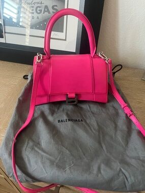 Balenciaga hourglass small pink leather bag